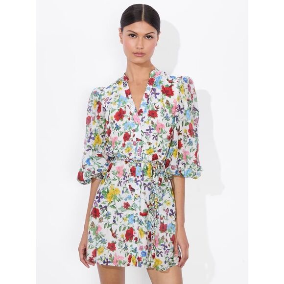 Alice + Olivia Women's Multicolor Antonette Floral Mini Dress Size 4 NWOT - Picture 5 of 11